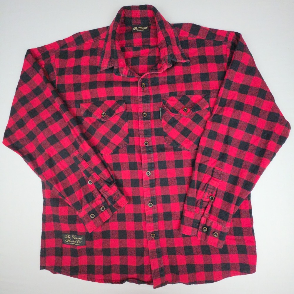 Vermont Flannel Co Classic Button Down Shirt Mens XL Red Buffalo Check Cotton
